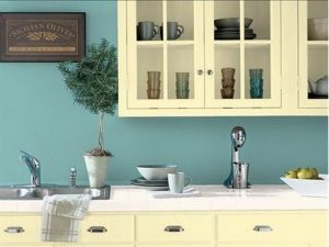 blue-green- paint colours for the kitchen