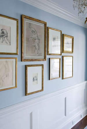 blue walls in hallway gallery - decorating with shades of blue paint