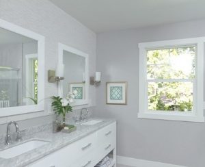 grey bathroom - decorating with grey paint.