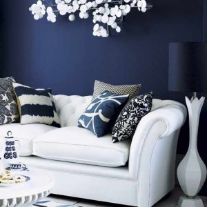 living-room - dark blue - shades of blue paint