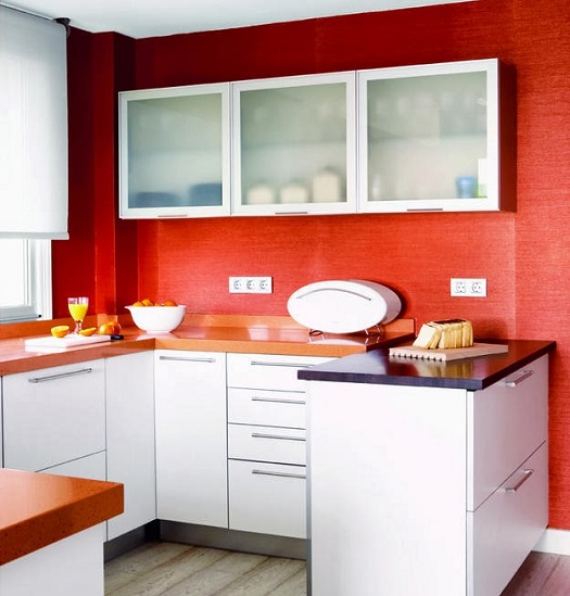 red and white paint colours for the kitchen